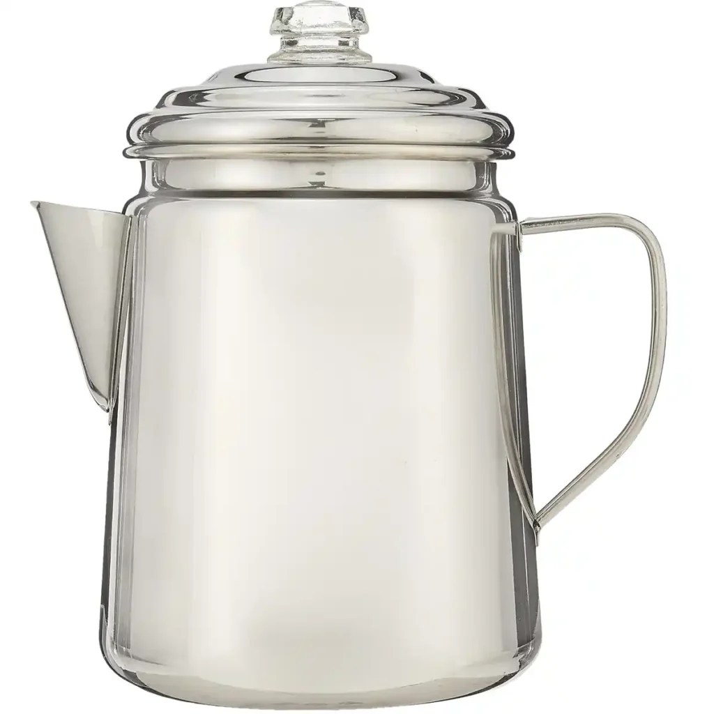 Coleman QuikPot Propane Coffee Maker brewing a full pot outdoors