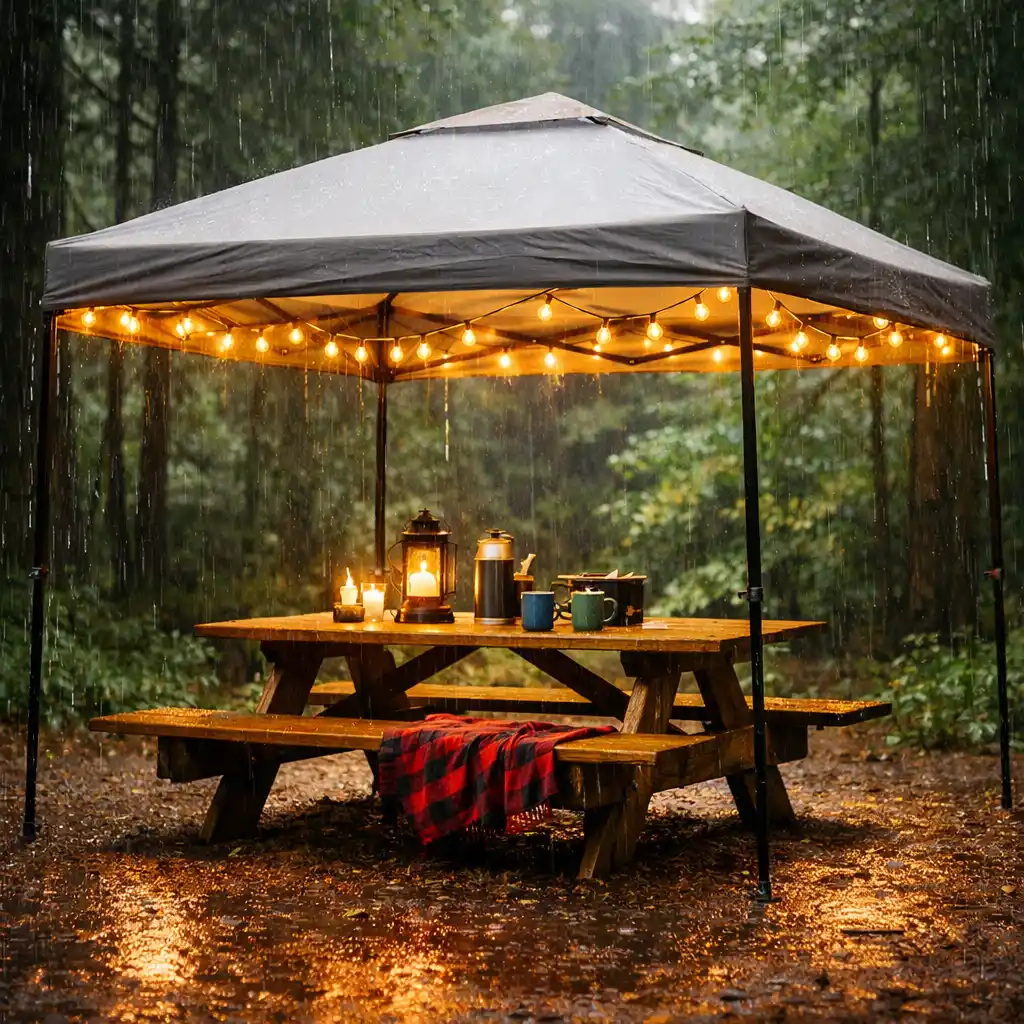 camping in the rain