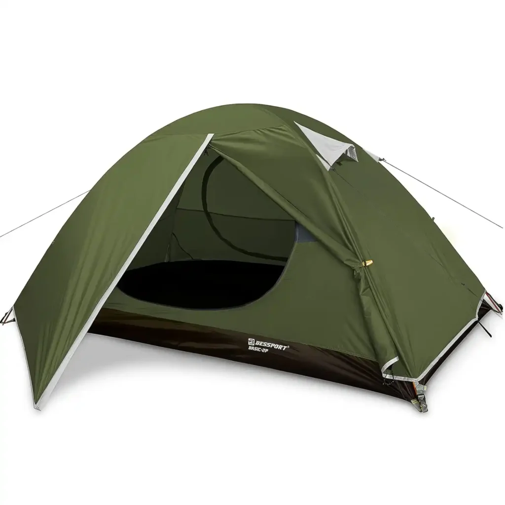 Bessport 2-person durable camping tent with dual doors and waterproof 68D polyester fabric