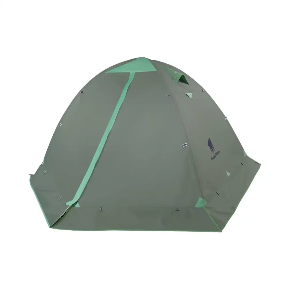 GEERTOP 2-person winter tent with a built-in snow skirt for budget-friendly 4-season camping and thermal retention