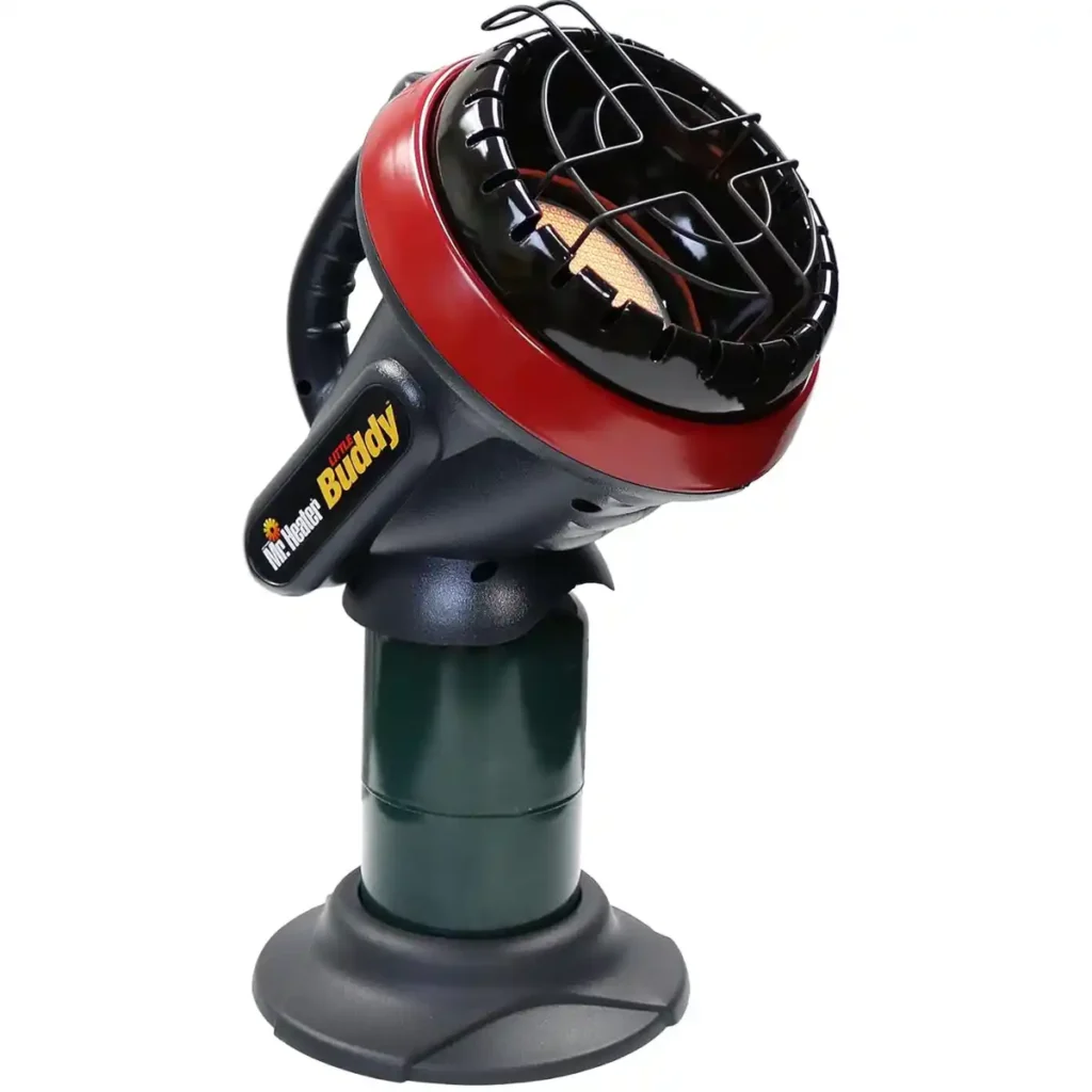 Mr. Heater Little Buddy compact heater on propane bottle