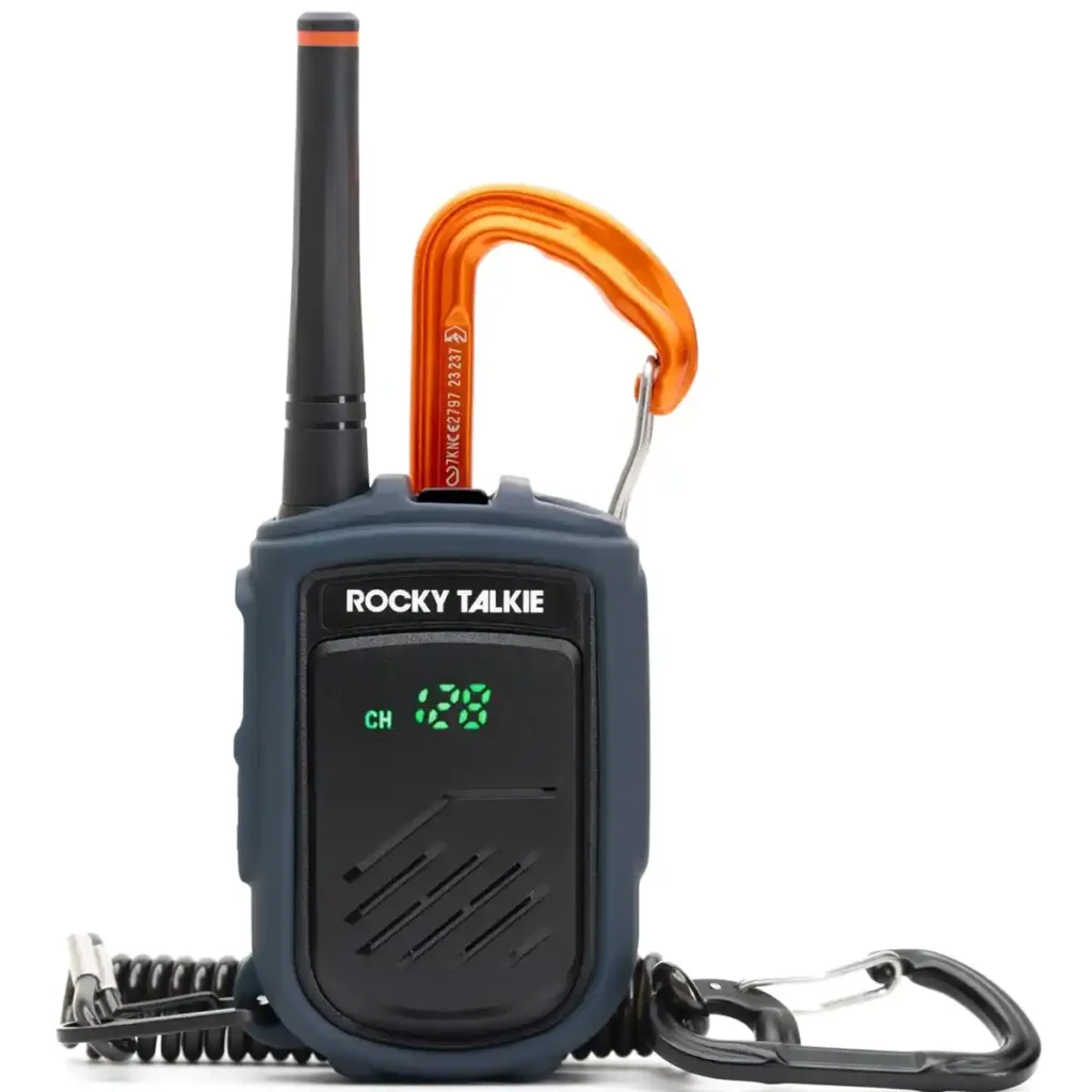 Rocky Talkie rugged mountain radio on climbing gear