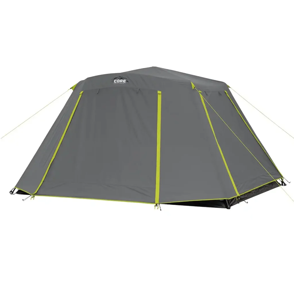 large family camping tent with tall ceiling and mesh windows in humid climate