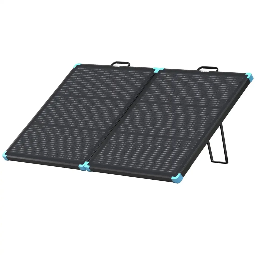 Renogy 100W portable monocrystalline solar panel with IP65 waterproof junction box and rugged protective carrying case