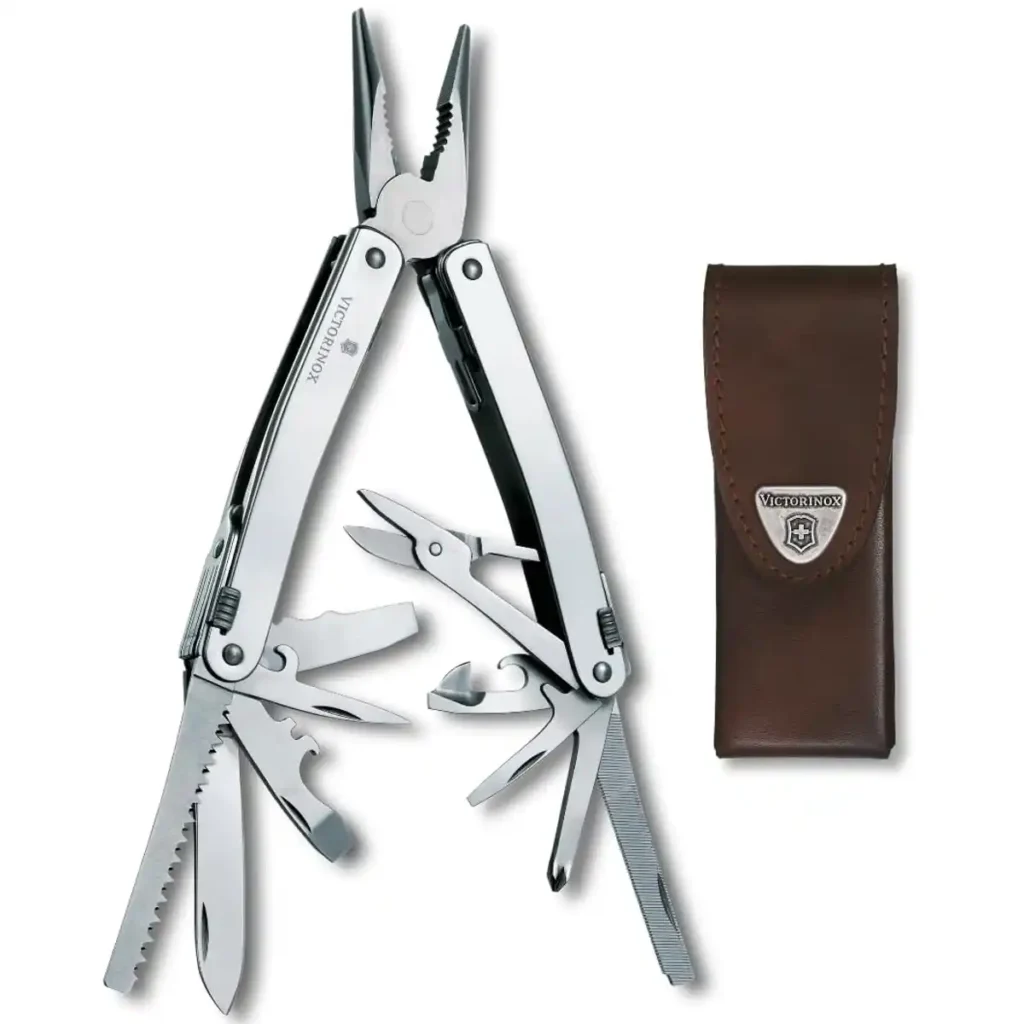 Victorinox SwissTool Spirit X premium rust-resistant multitool for camping.