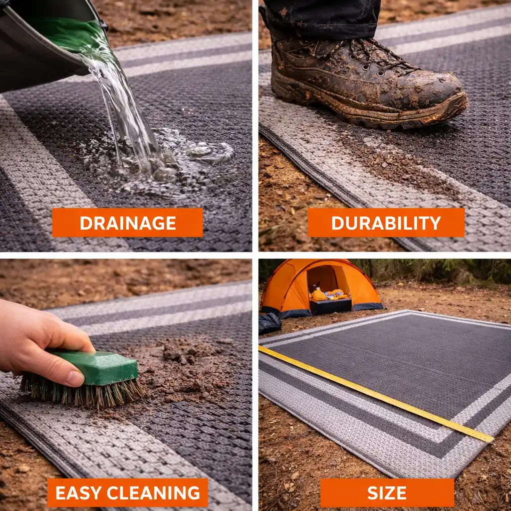 ground-mats-muddy-campsites-key-features-drainage-durability-cleaning-size