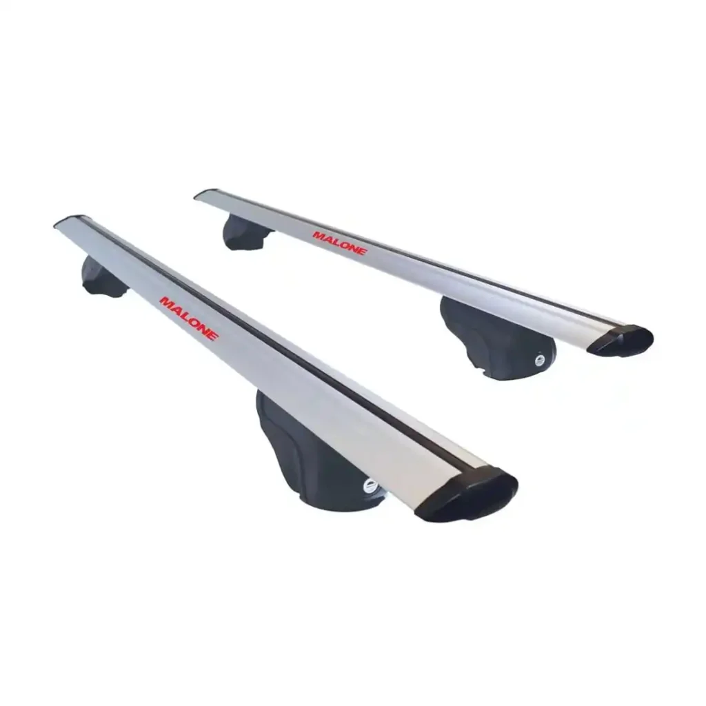 Malone AirFlow2 crossbars installed on vehicle roof rack offering budget-friendly aerodynamic performance