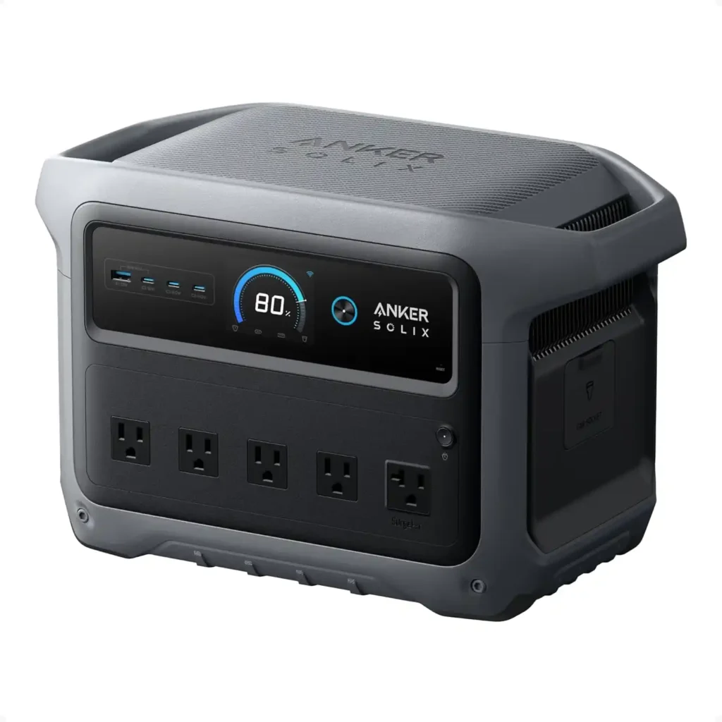 Anker SOLIX C1000 portable power station for vehicle camping setup