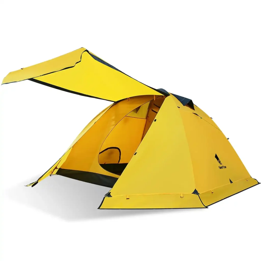 GEERTOP 4-season backpacking tent in windy snowy cold-weather camping conditions