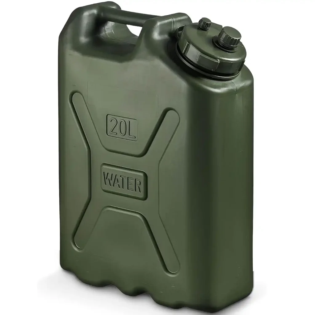Scepter 5 gallon heavy-duty camping water container at a remote campsite