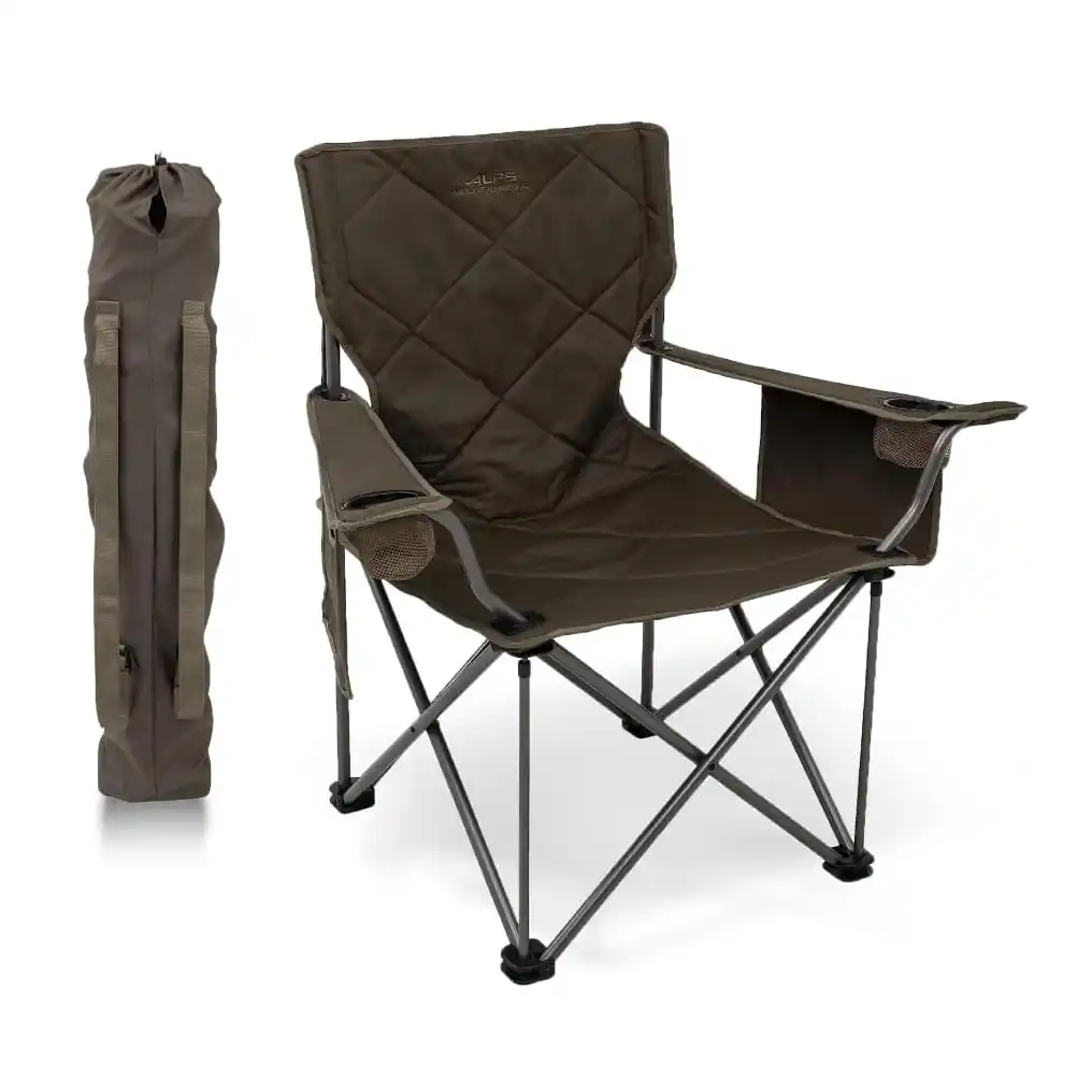 ALPS Mountaineering King Kong camping chair set up at a campground for heavy people