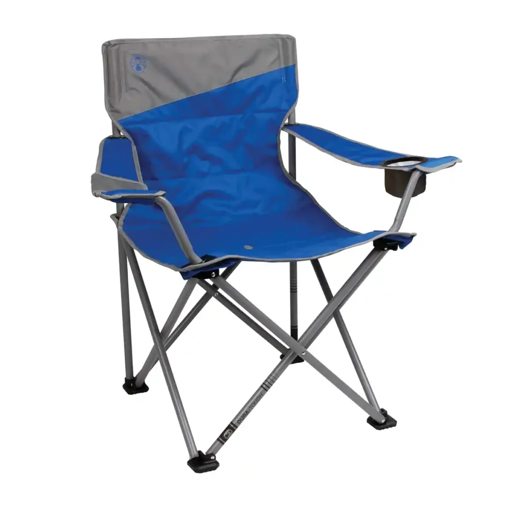 Coleman Big-N-Tall Quad Chair at a campsite showing wide seating and heavy-duty support