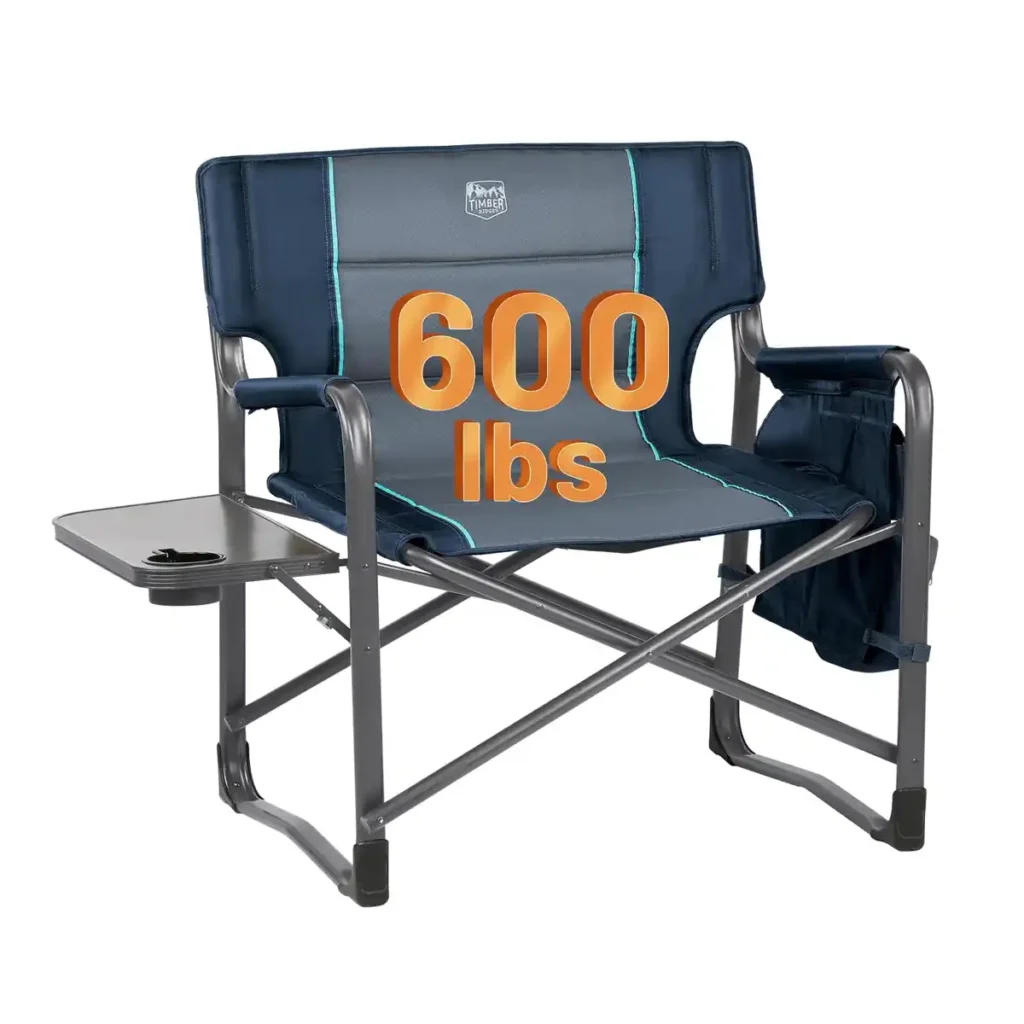 Timber Ridge XXL oversized camping chair positioned beside a campfire