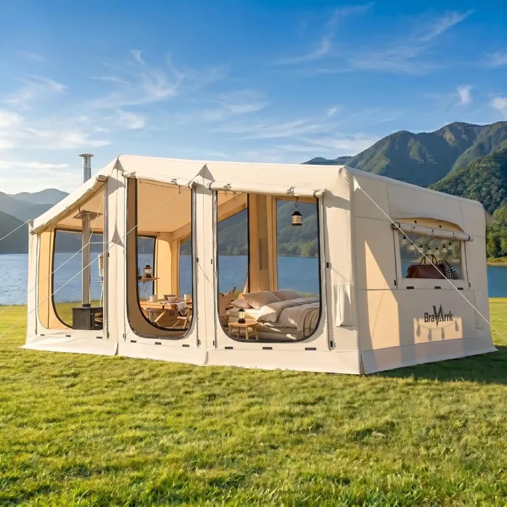 BravArrk inflatable camping tent for large families and group camping in hot weather