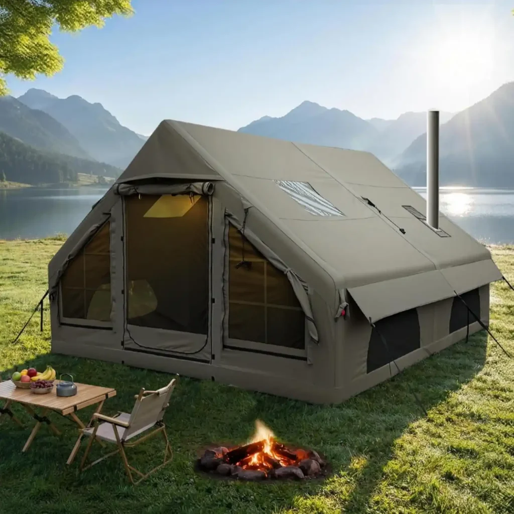 KAIJIENOO luxury inflatable camping tent for premium glamping and hot weather camping