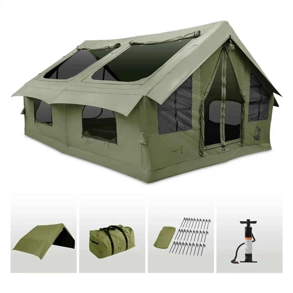 RBM Outdoors Panda Air Large Khaki inflatable camping tent for hot weather camping