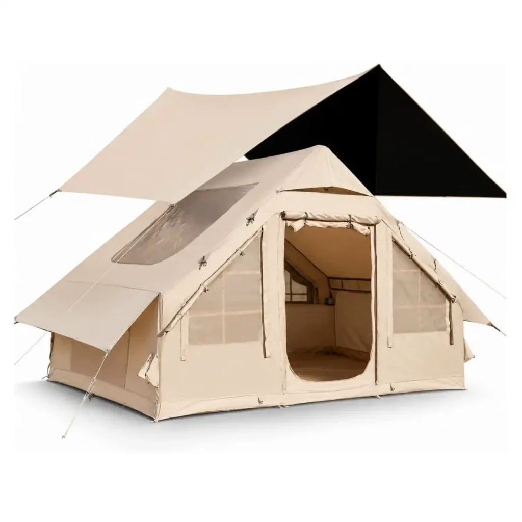 YOLENY inflatable camping tent with large mesh windows for hot weather camping