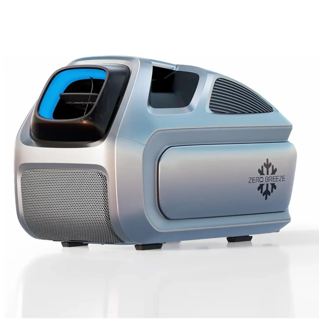ZERO BREEZE Mark 3 portable air conditioner for off-grid camping displayed as the Best Premium choice for remote vehicle camping and overlanding.