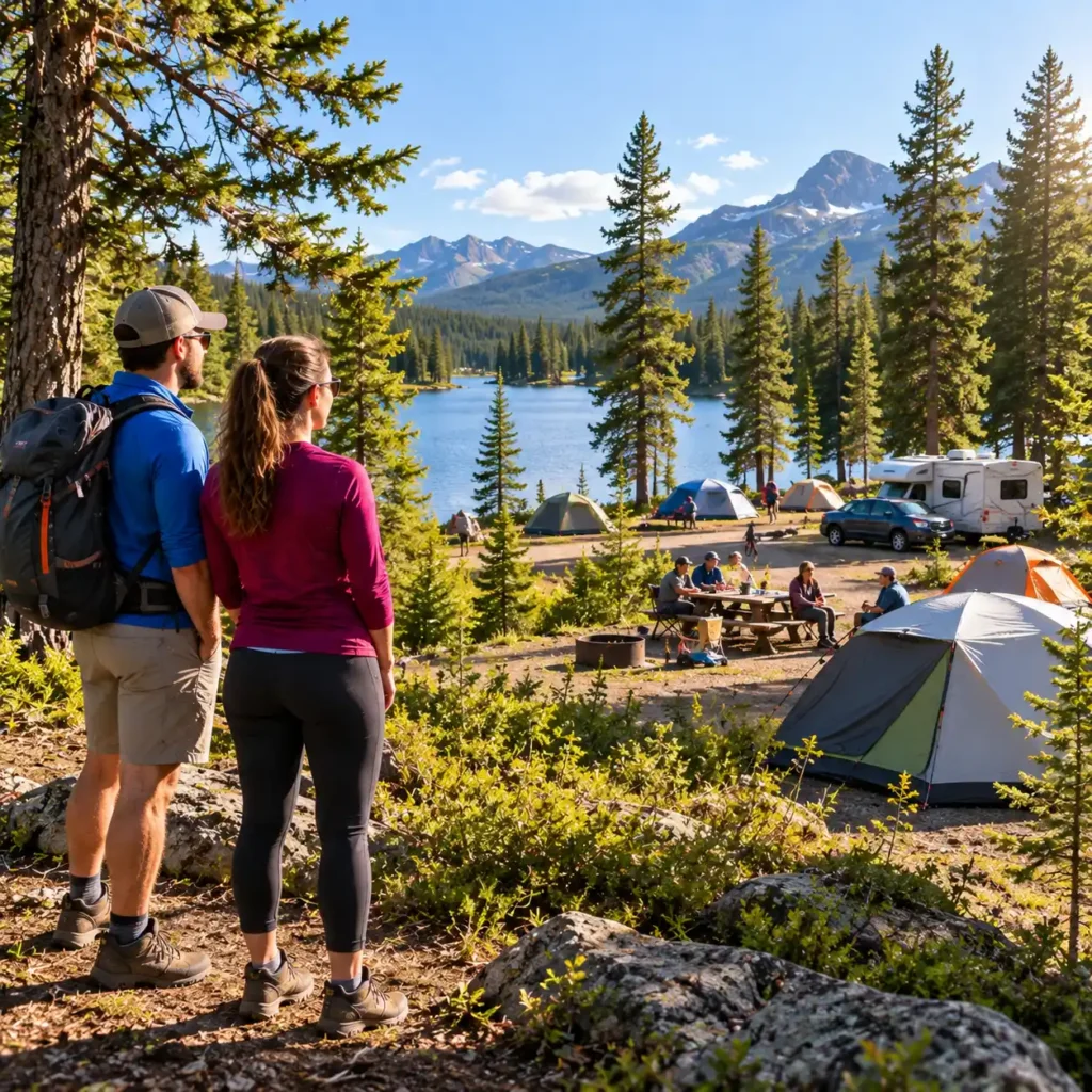 Campers choosing a quiet private campsite away from busy areas