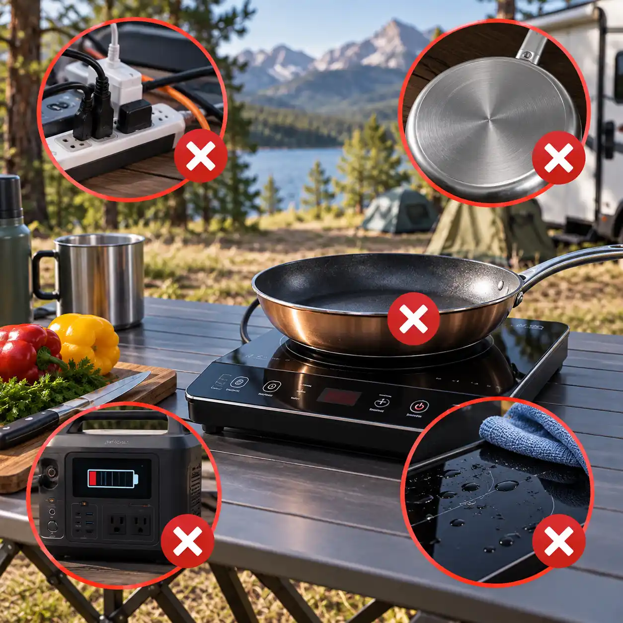 Common mistakes when using an induction cooktop for camping